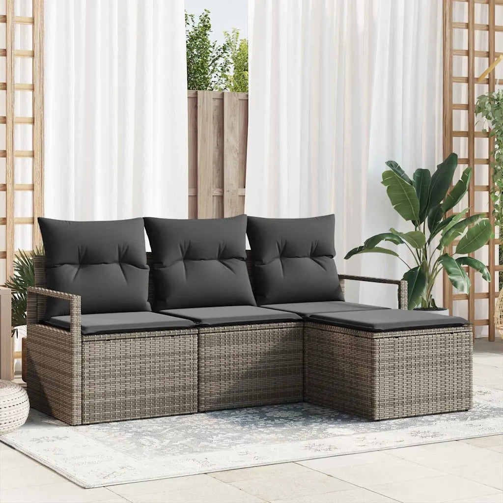 Set di divani con cuscino 4 pcs Grigio polyrattan 3354998