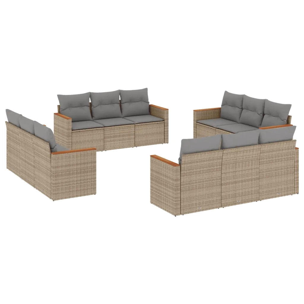 Set Divano da Giardino 12 pz con Cuscini Beige Misto Polyrattan 3225835