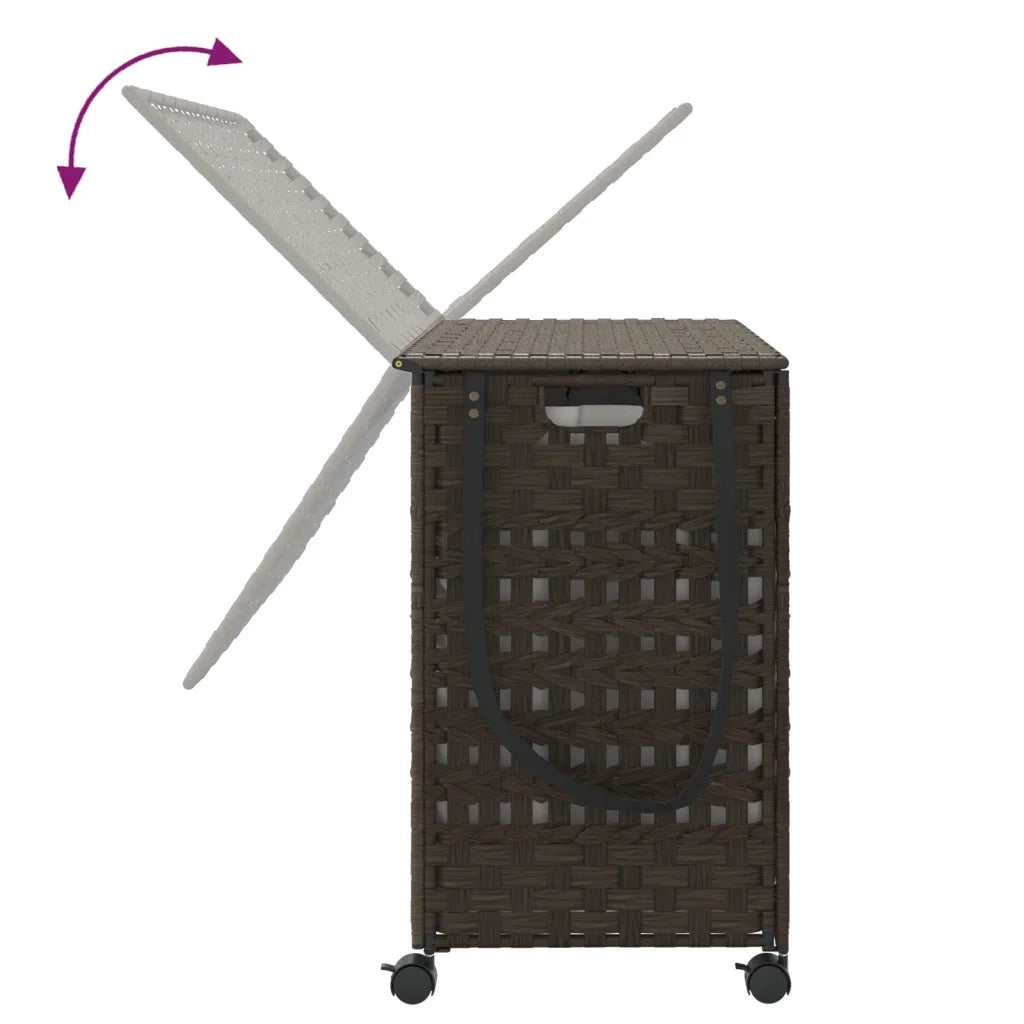 Cesto Portabiancheria Ruote Marrone Scuro 66x35x60 cm Rattan CFW5936662
