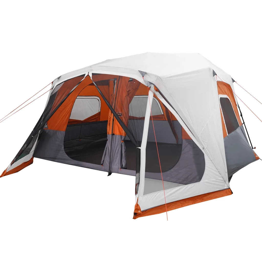 Tenda Famiglia LED 10 Persone Grigio/Arancione Rilascio Rapido 94303