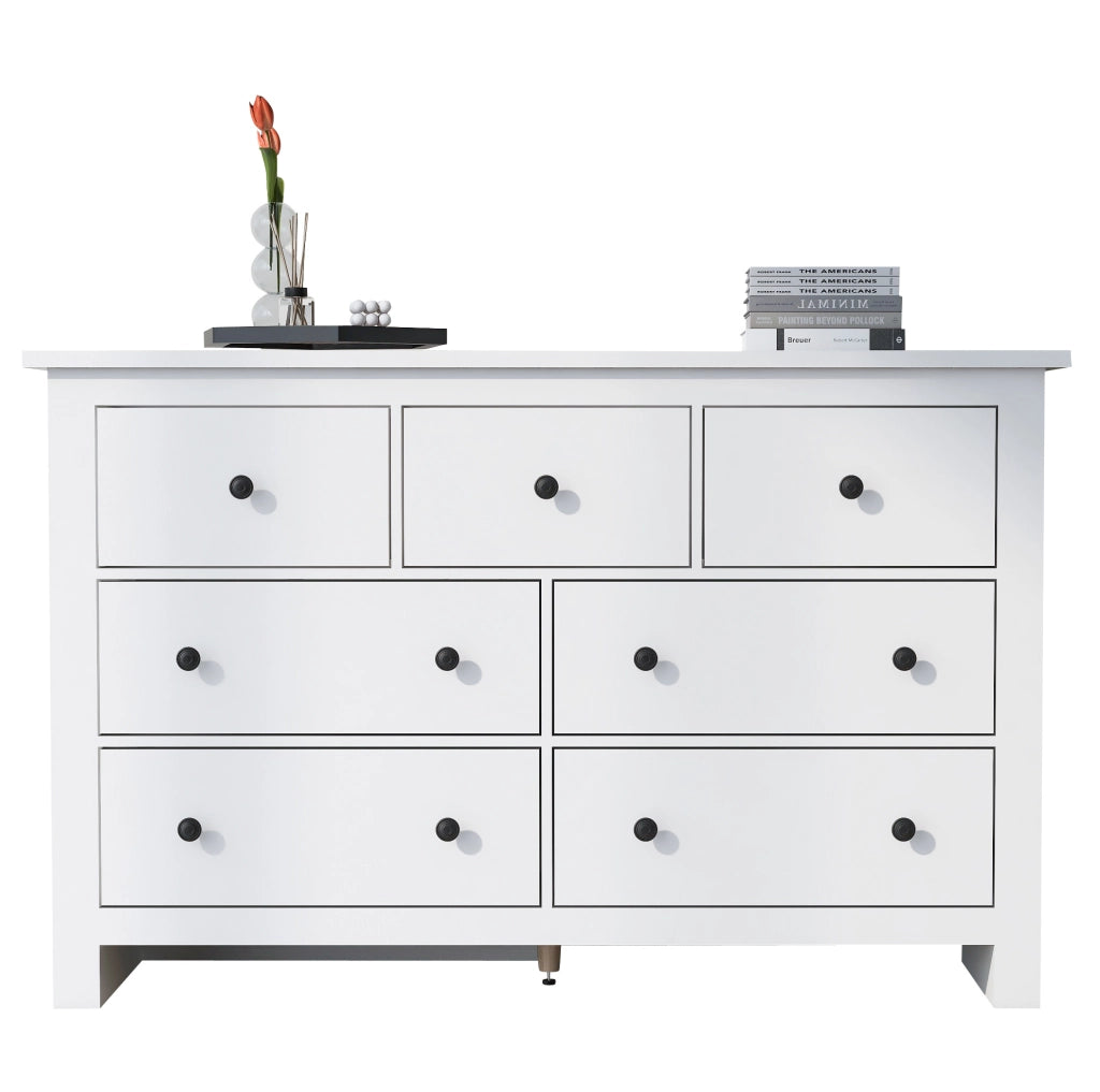Credenza moderna minimalista bianca con 7 cassetti