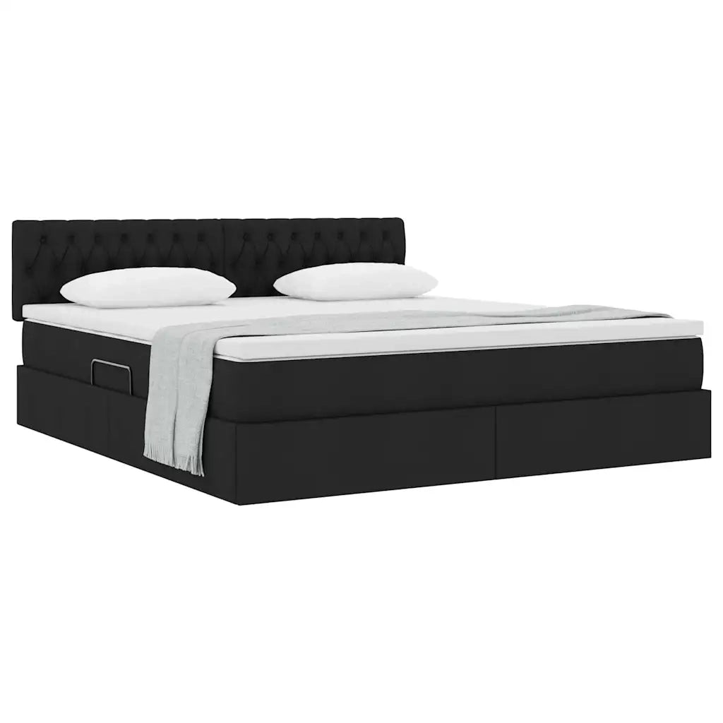Letto con contenitore e materasso Nero 180 x 200 cm