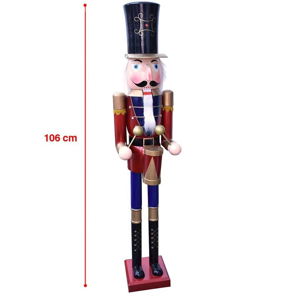 Trade Shop - Soldato Schiaccianoci Di Natale In Legno Altezza 106 Cm Decorazioni Natalizie -