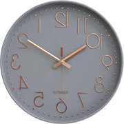 Oro grigio 30cm orologio da parete silenzioso con quadrante rotondo e facile da leggere.