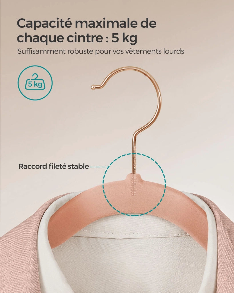 Grucce in velluto set da 30 antiscivolo con tacche barra per pantaloni gancio girevole a 360° salvaspazio spessore 6 cm lunghezza 43 cm rosa 12_0005083