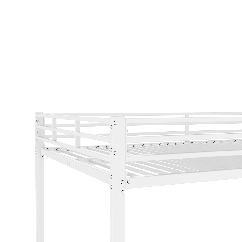 Letto a Castello 2 Posti con Sponde di Sicurezza; 140 x 200 cm; senza Materasso; Metallo; Bianco