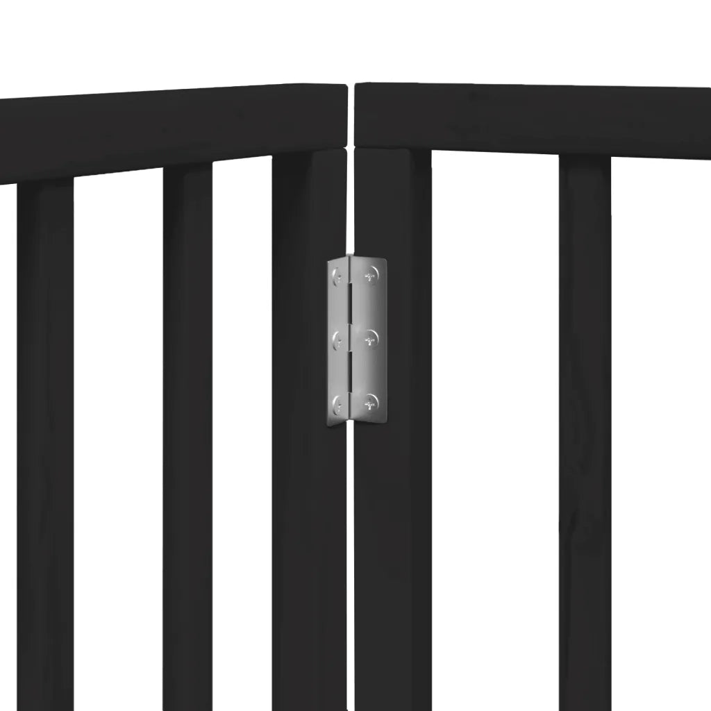 Cancello per Cani Pieghevole 3 Pannelli Nero 150cm Legno Pioppo CFW4665043
