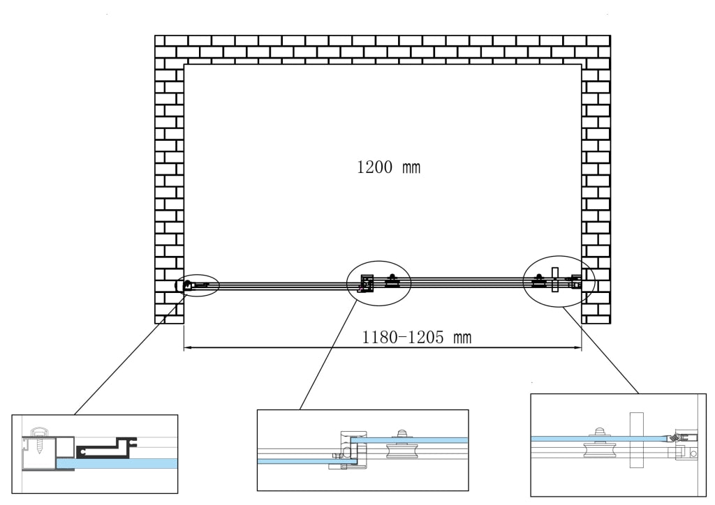 Porta doccia vetro 8 mm per installazione in nicchia Altezza 190 cm installazione reversibile cm 120 (regolabile 118-120,5)