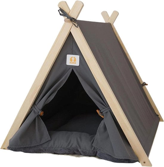 Tipi per Animali - Casa per Animali - Rilassamento e Gioco - Struttura Stabile - Grande Spazio - Grigio