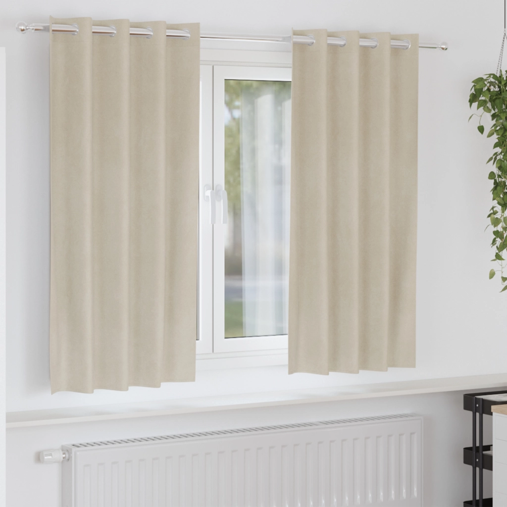 Tende oscuranti  con occhielli 2 pezzi velluto crema