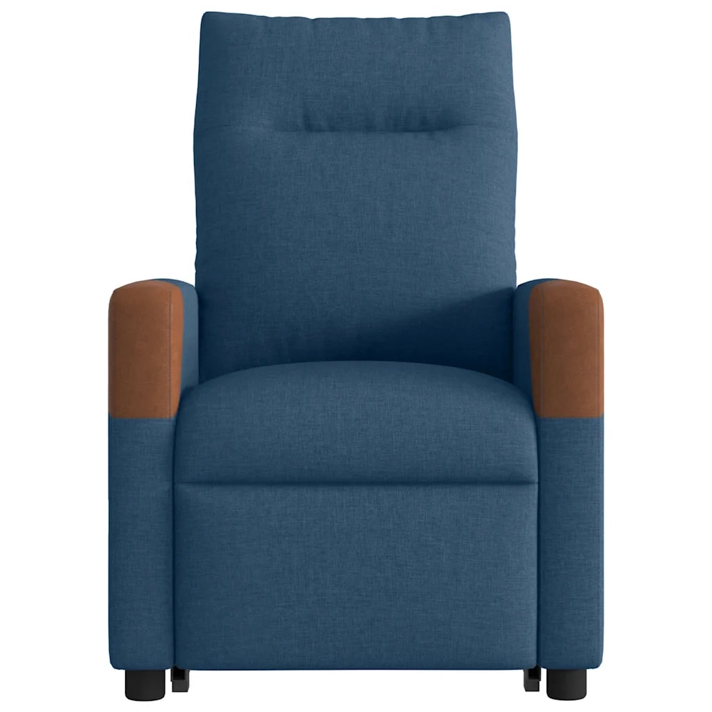 Poltrona Alzapersona Massaggiante | Sedia Relax Reclinabile Blu in Tessuto