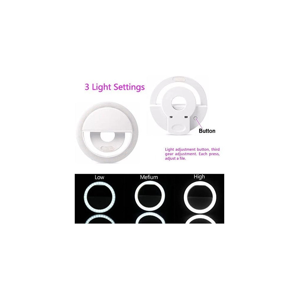 Trade Shop - Anello Ring Light 36 Led Per Selfie Tiktok Ricaricabile Usb Illuminazione Cell -