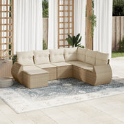 Set Divani da Giardino 7 pz con Cuscini Beige in Polyrattancod mxl 112496