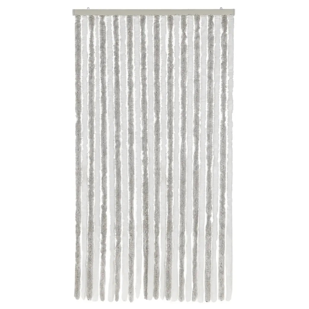 Tenda Antimosche Grigia Chiaro e Bianca 100x200 cm in Ciniglia CFW7049334