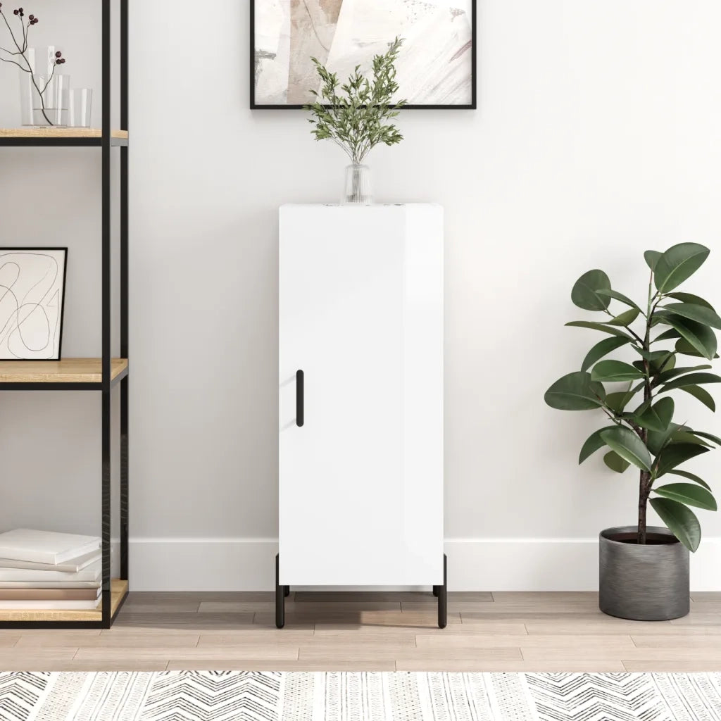 Credenza Bianco Lucido 34,5x34x90 cm in Legno Multistrato 828550