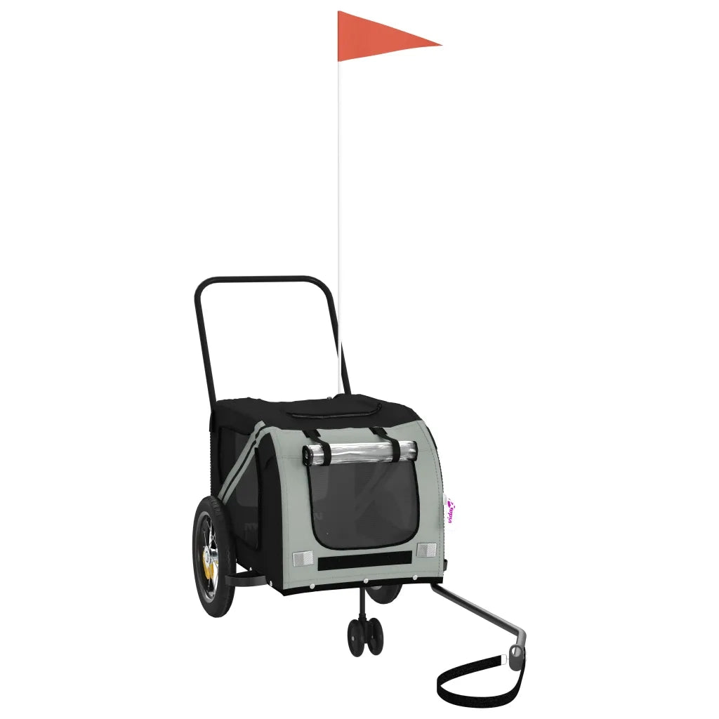 Rimorchio da Bici per Animali Grigio e Nero Oxford e Ferro CFW7209191