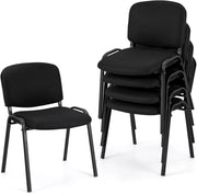 Set di 5 Sedie Impilabili da Ufficio, Ergonomiche con Seduta e Schienale Imbottiti, Telaio in Metallo, Carico 150 kg, per Sala d'Attesa e Ufficio