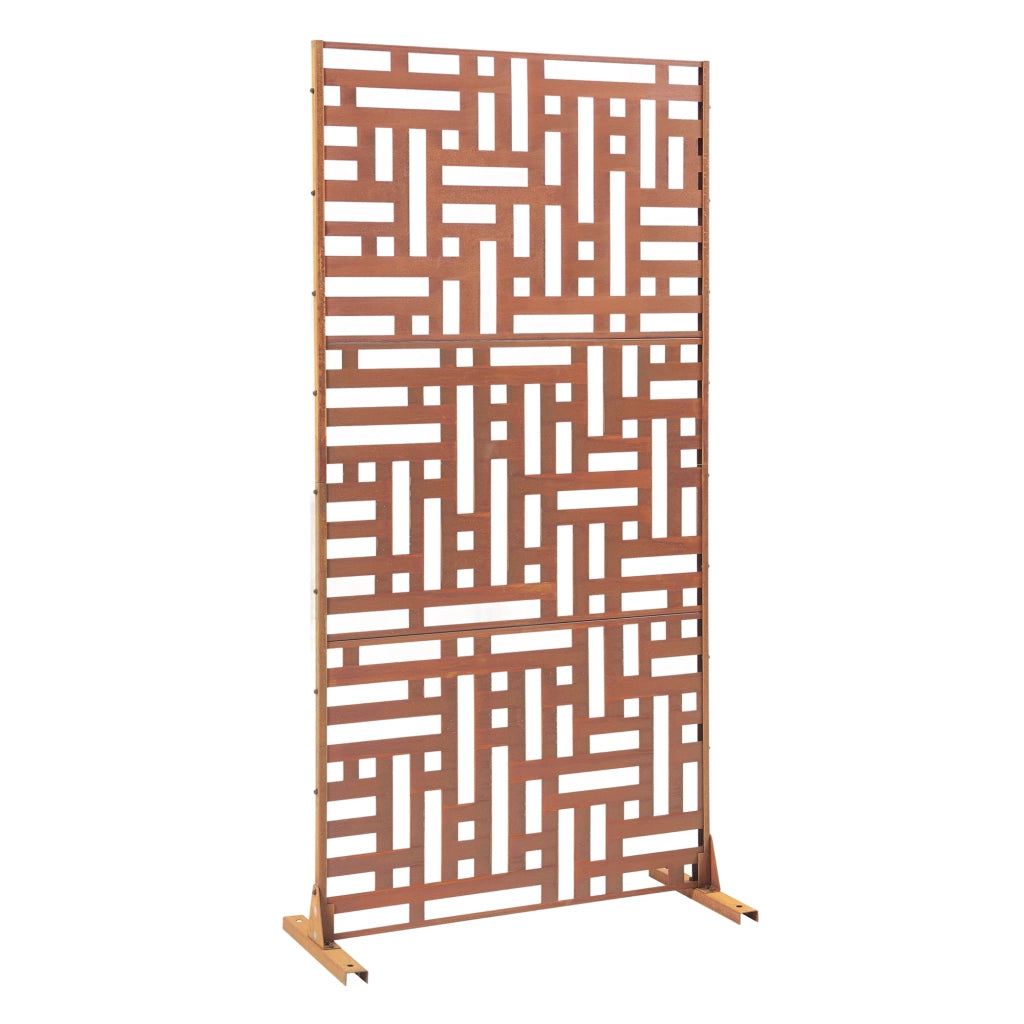 Pannello Divisorio Bernalda Struttura Traforata in Acciaio Corten 180 x 90 cm Marrone Ossidato casa.pro