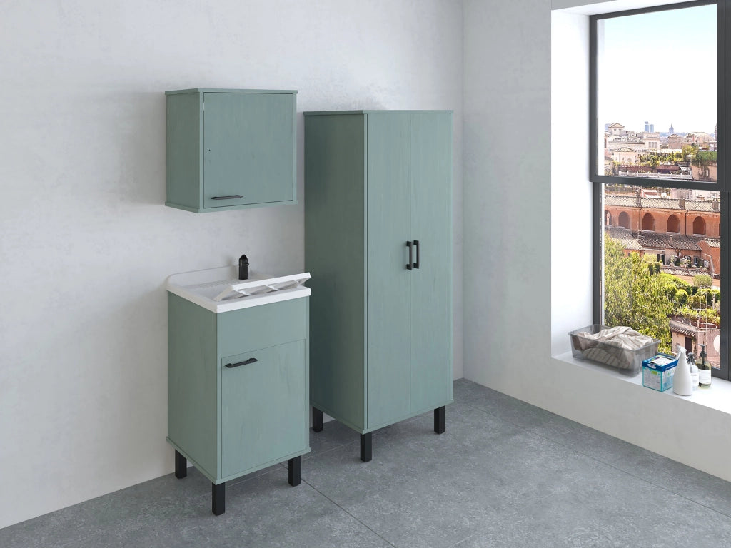 Mobile Lavatoio Smeraldo 45x50x85 cm con Vasca in PP Struttura in PVC Verde Scuro