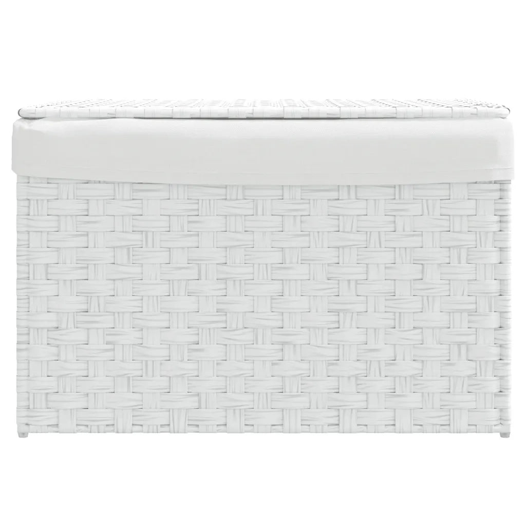 Cesto Portabiancheria Coperchio Bianco 55,5x35x34 cm Polyrattan 372053