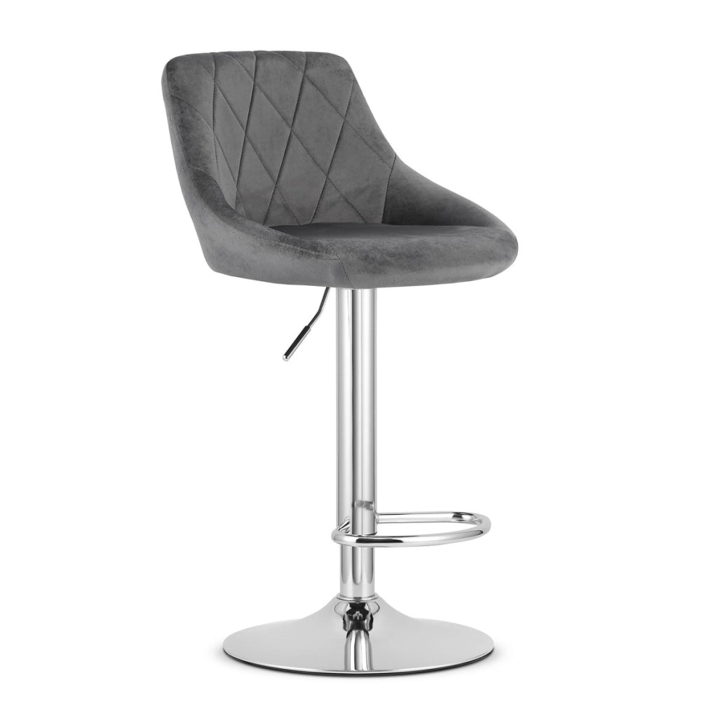 Sgabello da bar girevole OSKAR KAST velluto grigio con base cromata