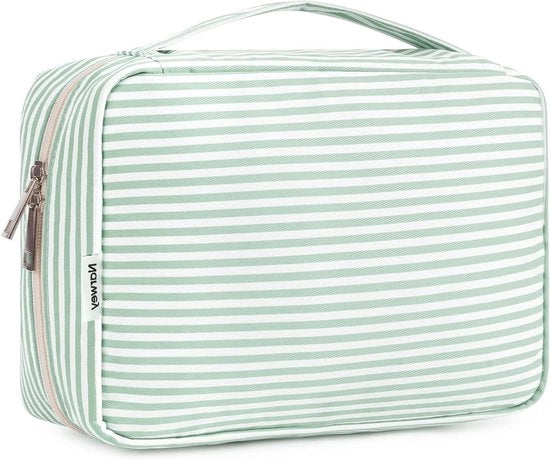 Asciugamani per bagno da appendere per viaggi e organizzazione del trucco - per bambine, ragazze e ragazze - impermeabili - strisce azzurre menta