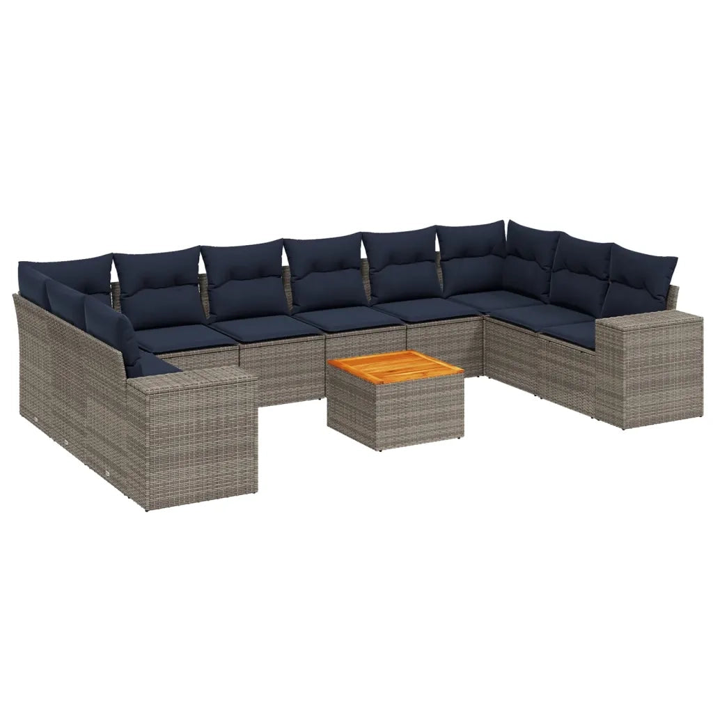 Set Divani da Giardino 11 pz con Cuscini Grigio in Polyrattan 3225620