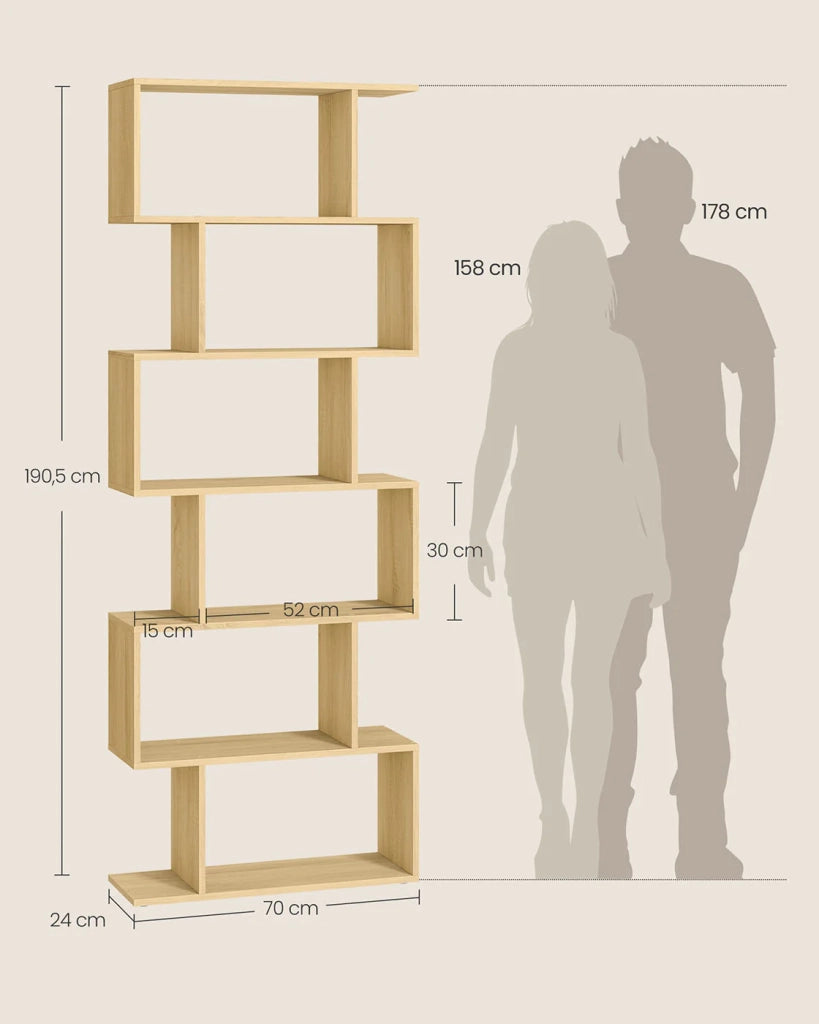Libreria moderna a 6 ripiani divisorio per soggiorno camera da letto ufficio beige 12_0004221