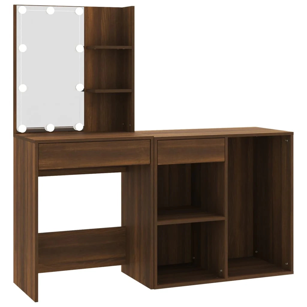 Toletta LED con mobiletto 60 x 40 x 140 cm legno ingegnerizzato rovere marrone 02_0006265