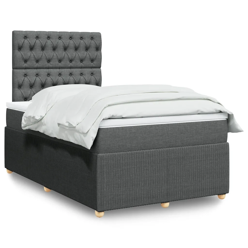 Giroletto a Molle con Materasso Grigio Scuro 120x190cm Tessuto