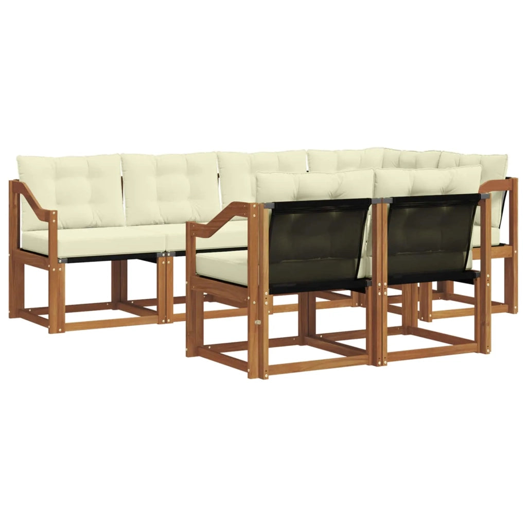 Set di divani da esterno con cuscino 7 pcs Naturale e Crema