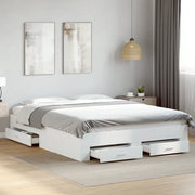 Giroletto con Cassetti Bianco 150x200 cm in Legno Multistrato
