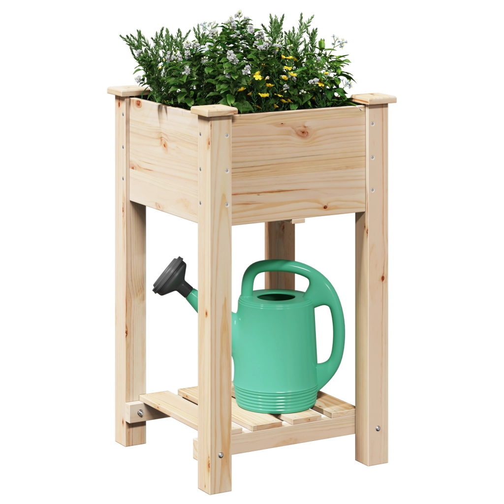 Vaso da giardino  con ripiano 45x45x76 cm in legno massello di abete