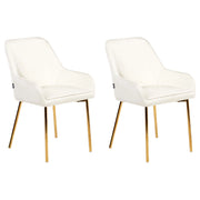 Set di 2 Sedie da Pranzo con Rivestimento in Velluto bianco sporco gambe dorate glamour retrò
