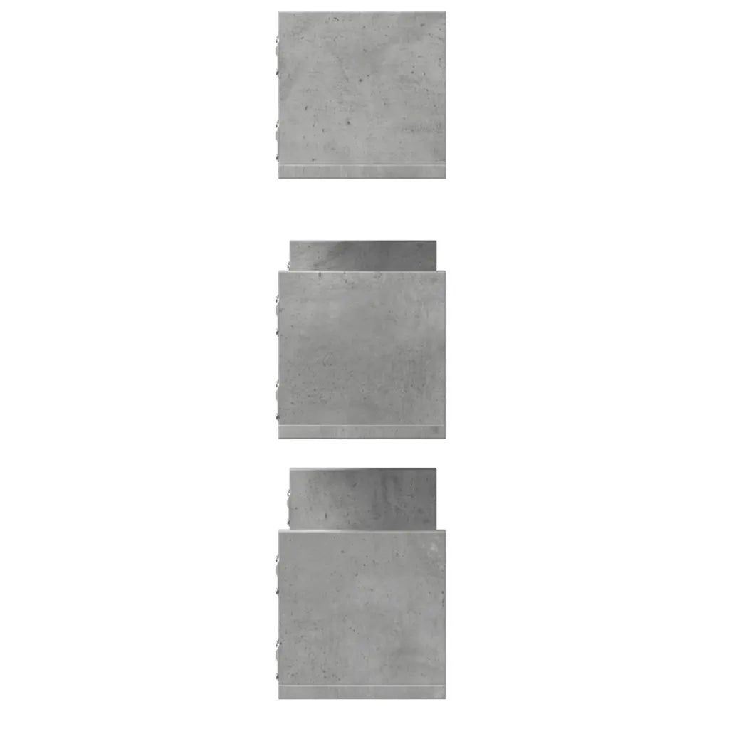 Mensole a Parete 3pz Grigio Cemento 80x18x18 cm in Truciolato 853293