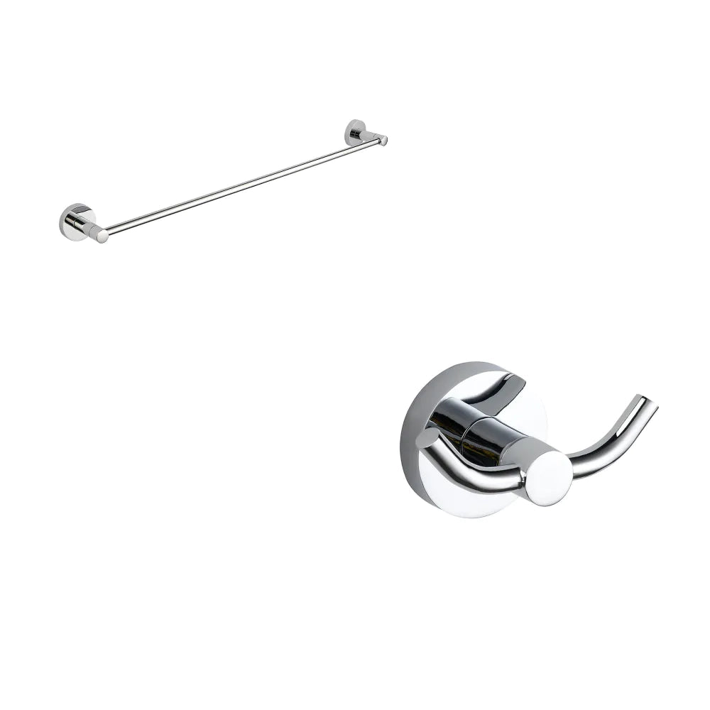 Set da bagno cromato 2 accessori: porta asciugamani 39cm e doppio appendino | Hook