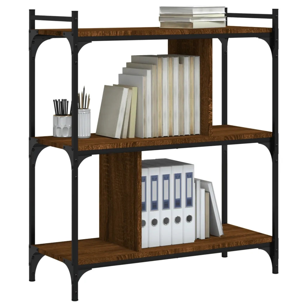 Libreria-Scaffale per Libri-Mobile di Stoccaggio Rovere Marrone 3 Ripiani 76x32x88 cm Legno Multistrato