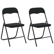 Sedia pieghevole 2 pz | Sedie da cucina Nero 48 x 44 x 78 cm Velluto