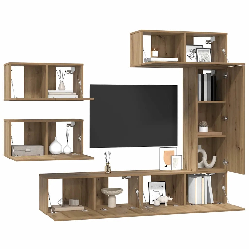 Set mobile TV 6 pcs Rovere artigianale Legno multistrato