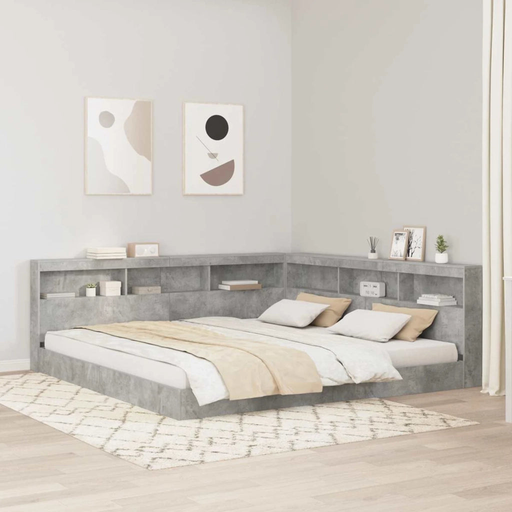 Letto Libreria Grigio cemento 180 x 200 cm Legno multistrato 3335746