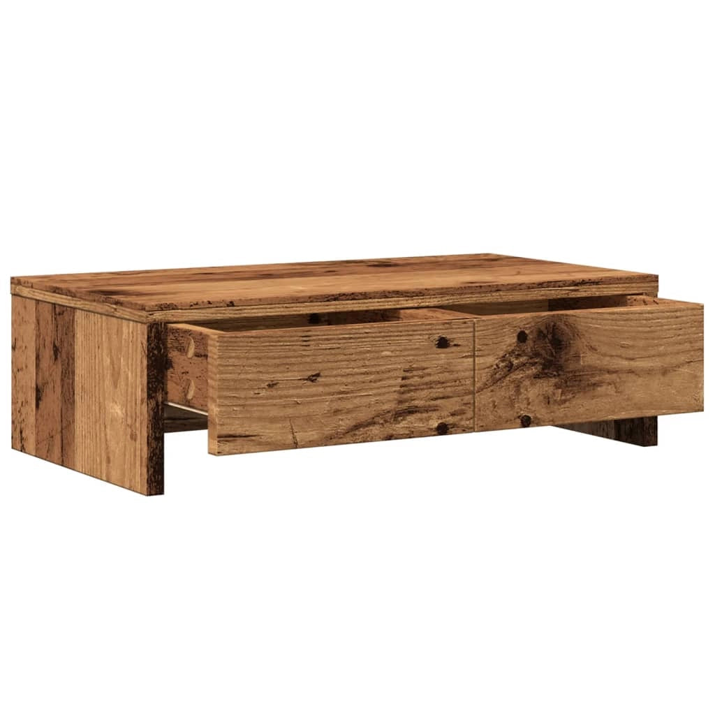 Supporto per monitor mobile da scrivania con cassetti legno invecchiato legno ingegnerizzato marrone 02_0044949
