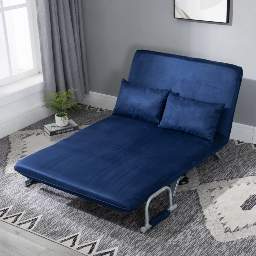 Divano letto ¨C zephmum ¨C tessuto antimacchia blu, struttura in metallo