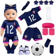 Abbigliamento per bambole Mod. Voetbal - Pantaloncini corti - Grembiuli - Cintura/Scarpe - Accessori - 35-45 cm Bambole - Set di abbigliamento per bambole