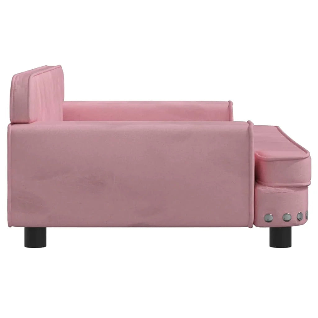 Cuccia per cani a forma di cesto comoda 90 x 53 x 30 cm in velluto rosa 02_0042999