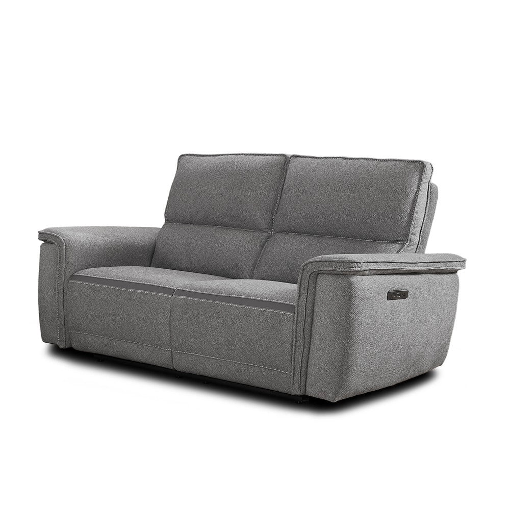 Divano recliner elettrico Velveta 3 posti tessuto grigio 205 cm