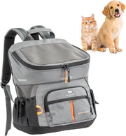 Borsa per Cani e Gatti - Apertura Ampia Cinture Regolabili Cinturino di Sicurezza con Guanciale - Massimo 10 kg 29x21x36H Grigio