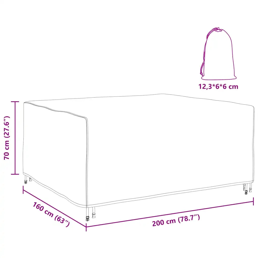 vidaXL Copertura per mobili da esterno Nero 200 x 160 x 70 cm 600D