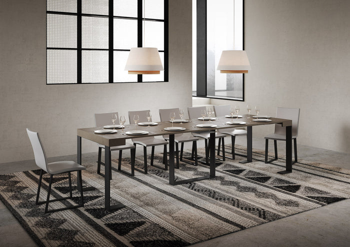 Consolle Allungabile 90-300x40x77 cm Futura Tortora Telaio Antracite