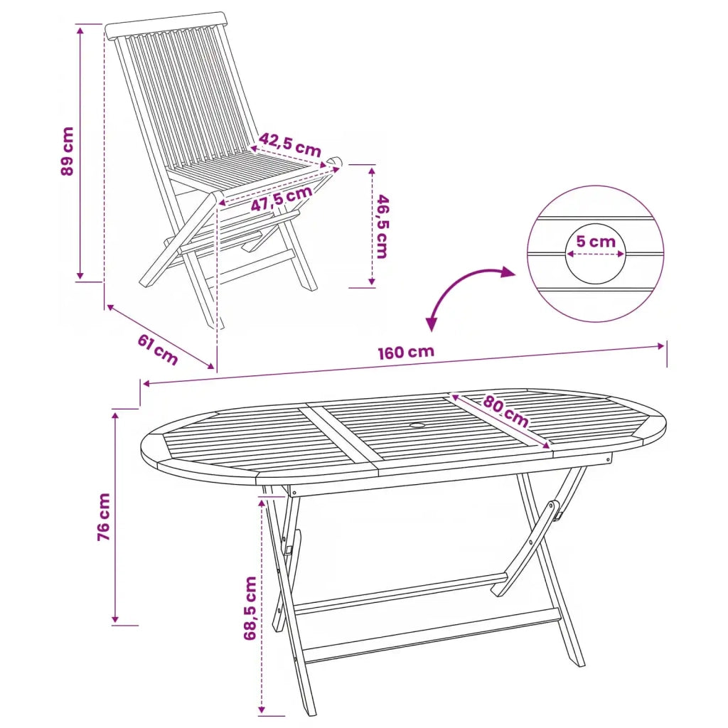 Set di Mobili da Giardino 7 pz Naturale Legno di teak solido 3418862