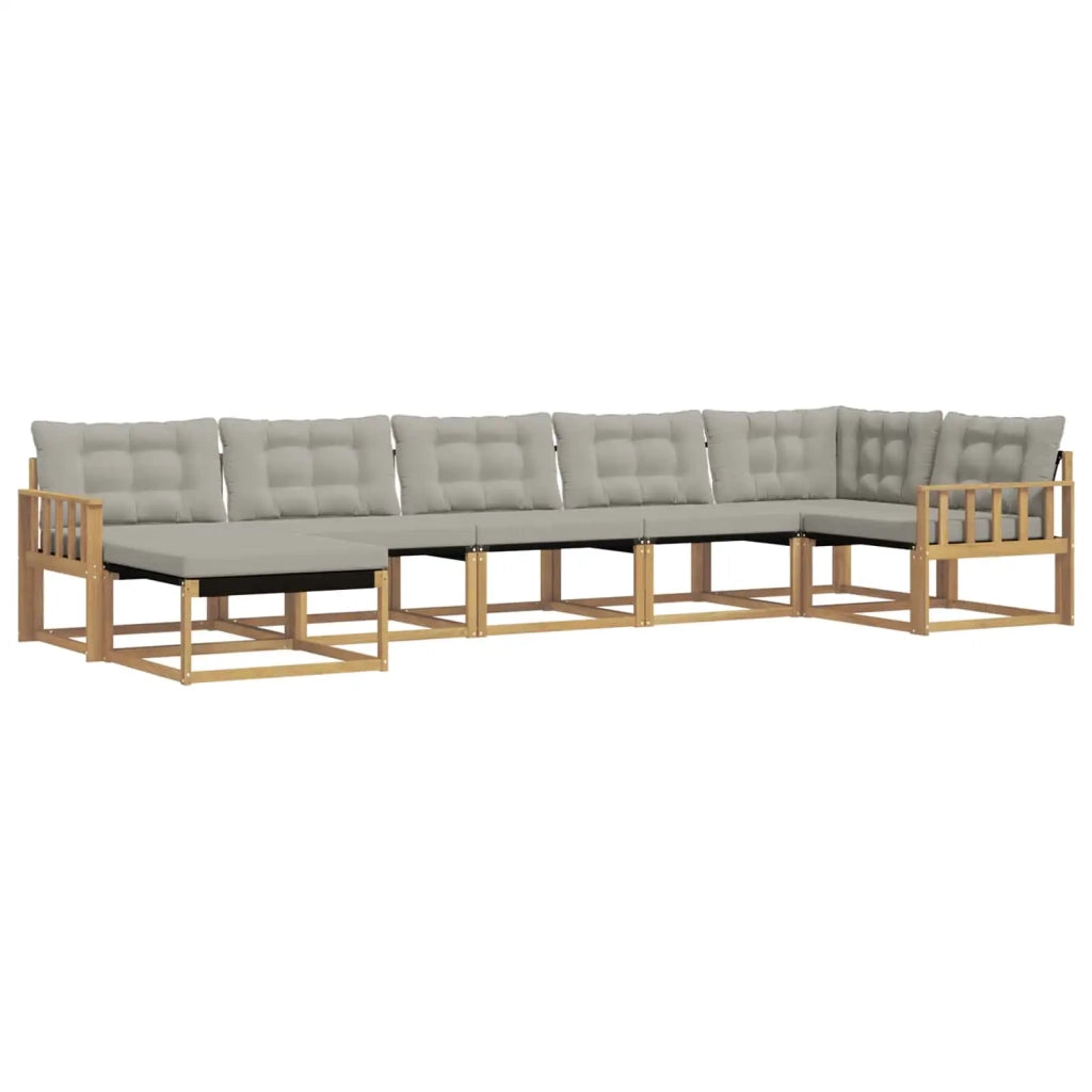 Set di divani da esterno 7 pcs Bianco e Grigio Chiaro